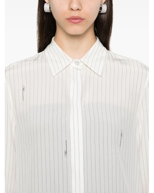 Blumarine White Pinstriped Shirt