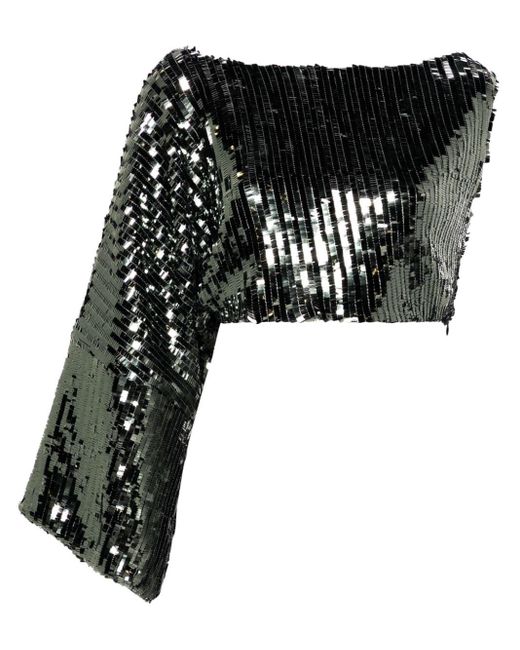 Top asimétrico con lentejuelas ‎Taller Marmo de color Black