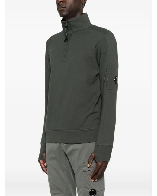C P Company Green High Half-Zip Neck Sweatshirt for men