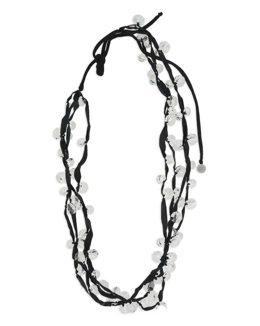 Maria Calderara Black Crystals Ribbon Necklace