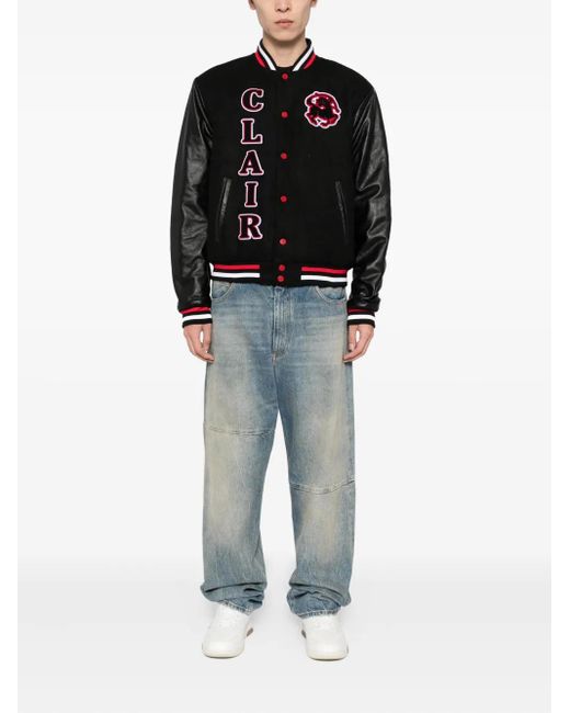 Sinclair Black Patch-Emblem Bomber Jacket for men