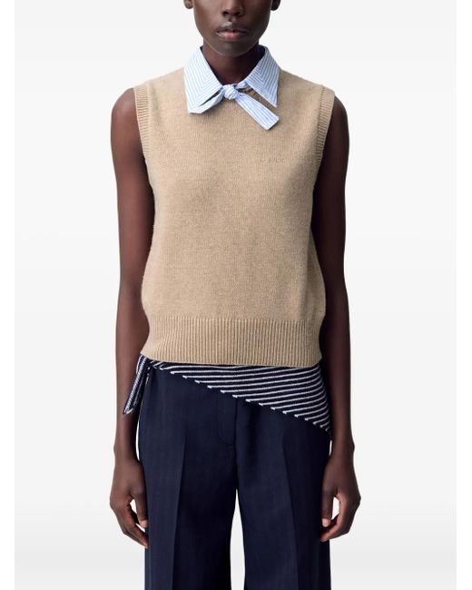 Claudie Pierlot Natural Sleeveless Wool Top