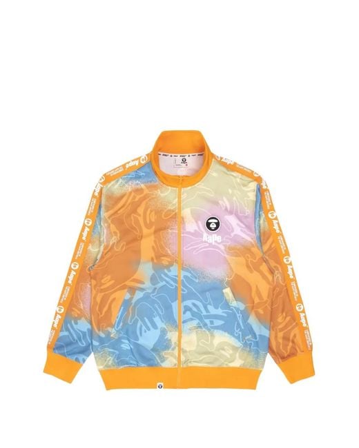 Aape By A Bathing Ape Orange Moonface Camo-Patterned Jacket for men