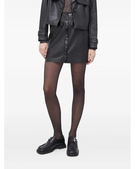 Bruuns Bazaar Straight Mini-Rok Met Knopen in het Black