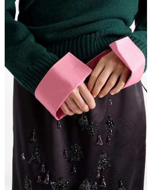 Prada Black Satin Skirt With Embroidery