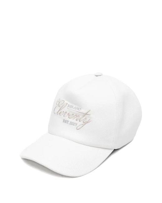 Eleventy White Embroidered Baseball Cap for men