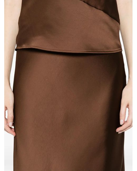 Imperial Brown Elasticated Midi Skirt
