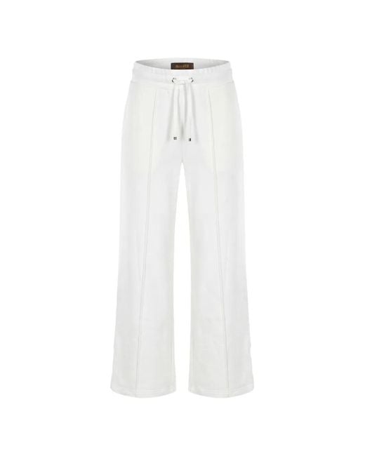 Moorer White Drawstring Pintuck-Detail Track Pants