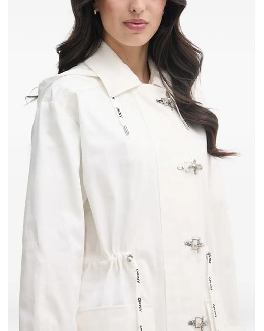 DKNY White Toggle-Fastening Hooded Parka Coat