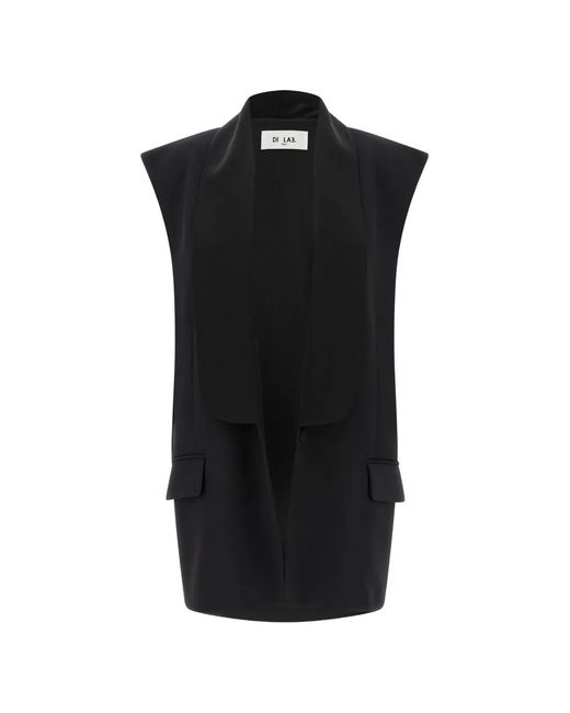 DI.LA3 PARI' Black Shawl-Collar Vest