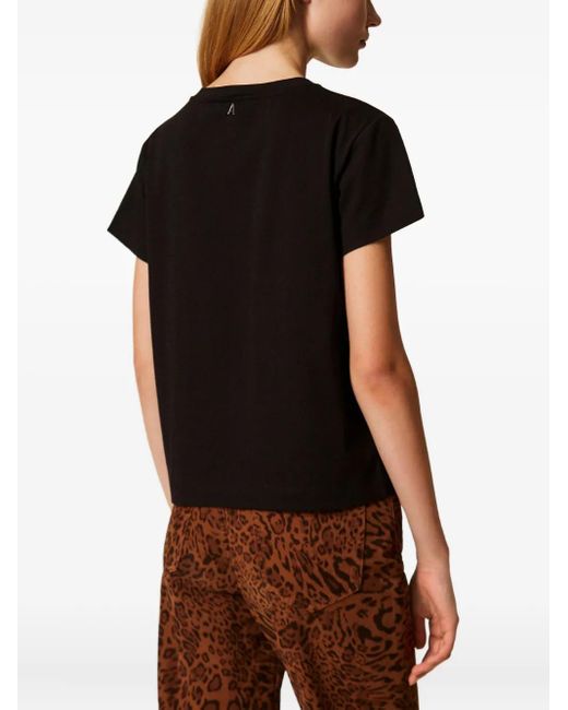 Twinset Black Bow Embroidered T-Shirt