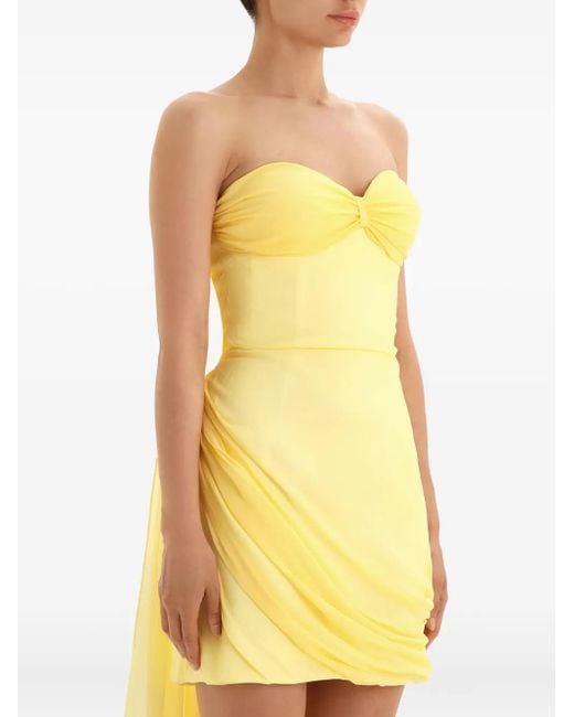 POST MERIDIEM Yellow Corset Train Mini Dress