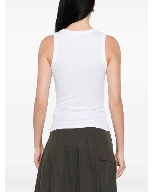 Majestic Filatures White Ribbed-Knit Tank Top