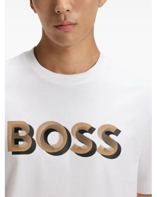 T-Shirt À Logo Imprimé Boss pour homme en coloris White