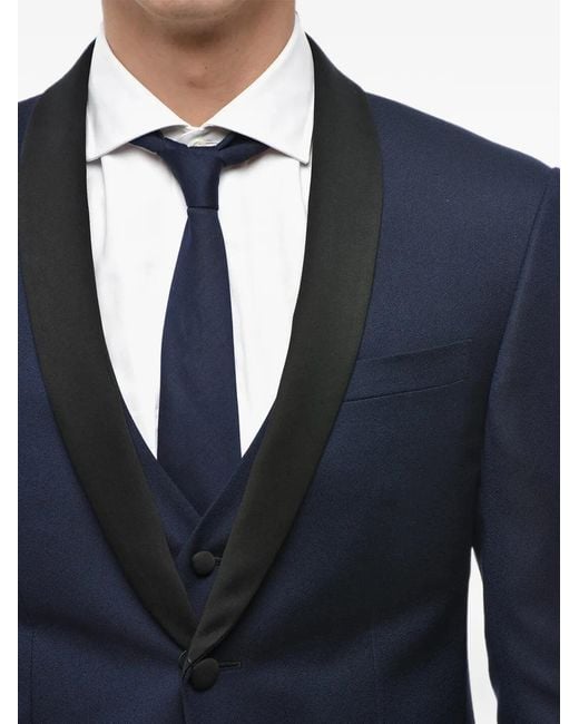 Corneliani Blue Shawl-Lapel Suit (Set Of Three) for men