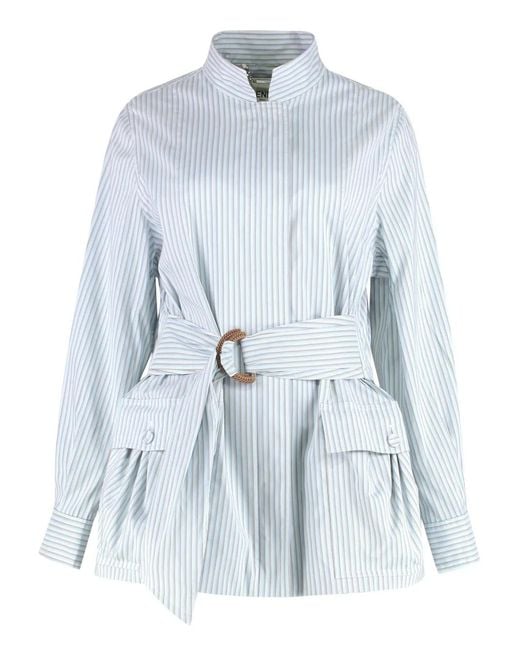 Fendi Blue Belted Cotton Jacket