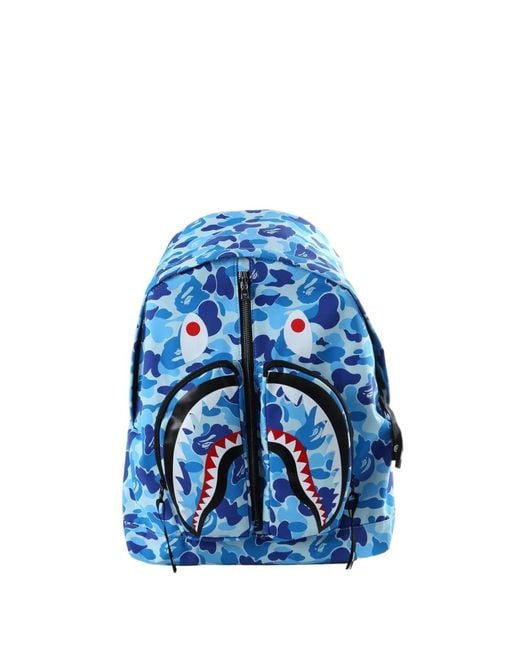 A Bathing Ape Blue Shark Camo Backpack for men