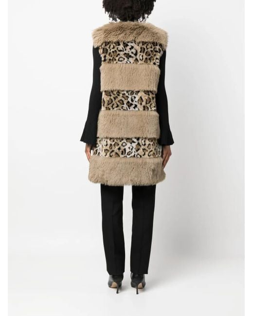 Twinset Natural Animal-Print Faux-Fur Gilet