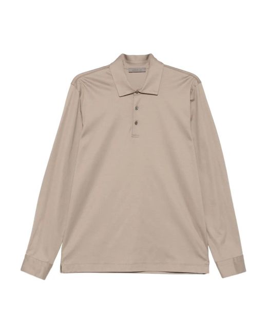 Corneliani Natural Long-Sleeve Polo Shirt for men