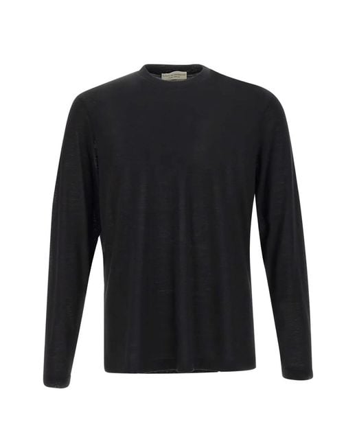 FILIPPO DE LAURENTIIS Black Royal Wool Long-Sleeve T-Shirt for men