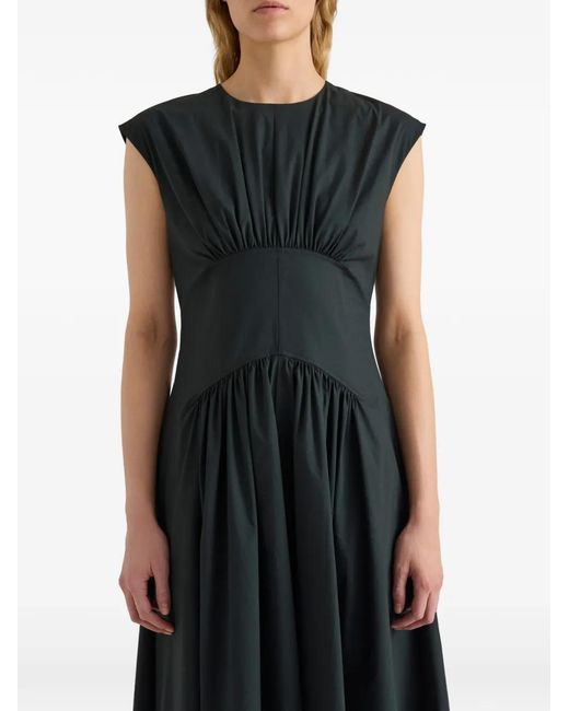 Proenza Schouler Black Nyssa Gathered-Waist Midi Dress