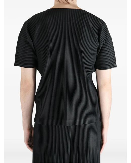 Homme Plissé Issey Miyake Black Pleated T-Shirt for men