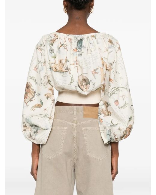 Zimmermann White Printed Blouse