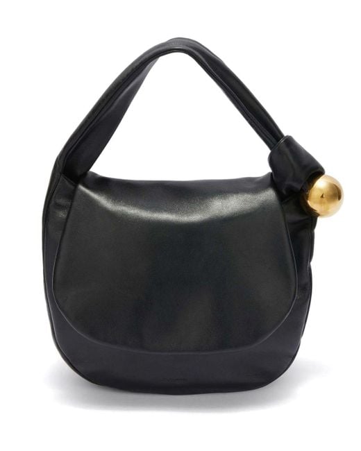 Jil Sander Black Sphere Leather Shoulder Bag