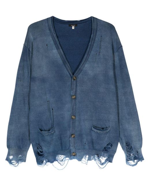 Cardigan en coton à effet usé R13 en coloris Blue
