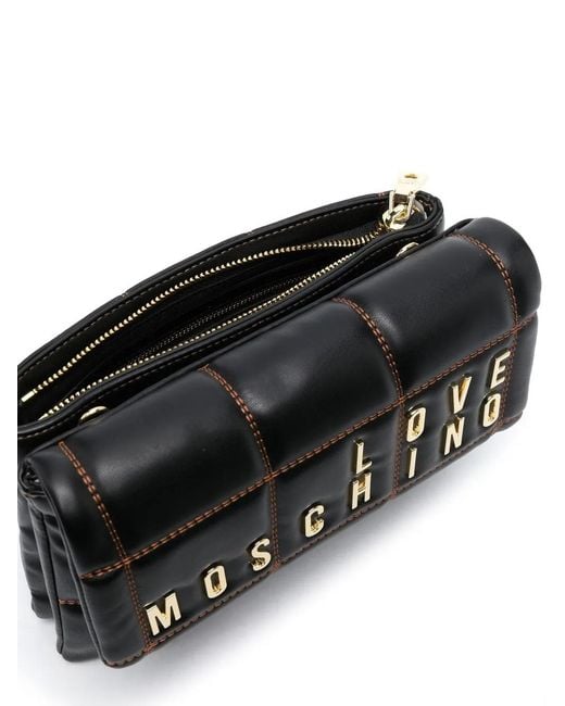 Love Moschino Black Quilted Leather Crossbody Bag