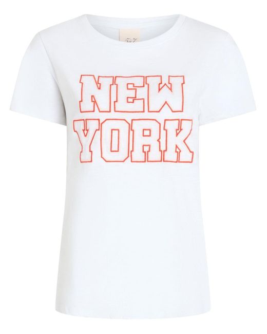 Camiseta con eslogan estampado Cinq À Sept de color White