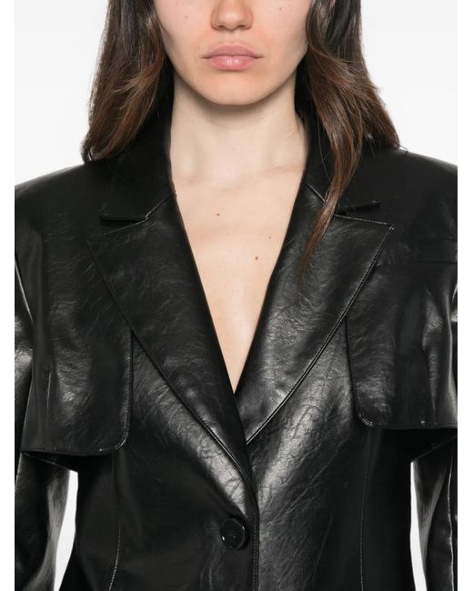 Patrizia Pepe Black Cut-Out Coated Blazer