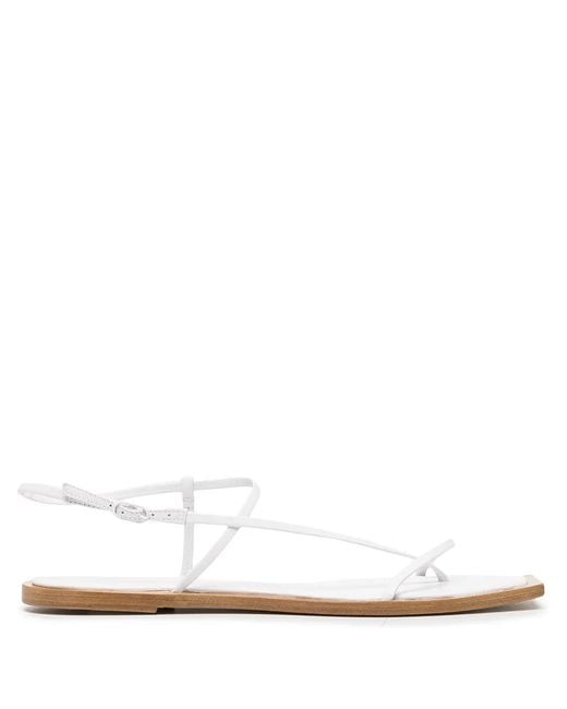 STUDIO AMELIA White Filament Square-Toe Flat Sandals
