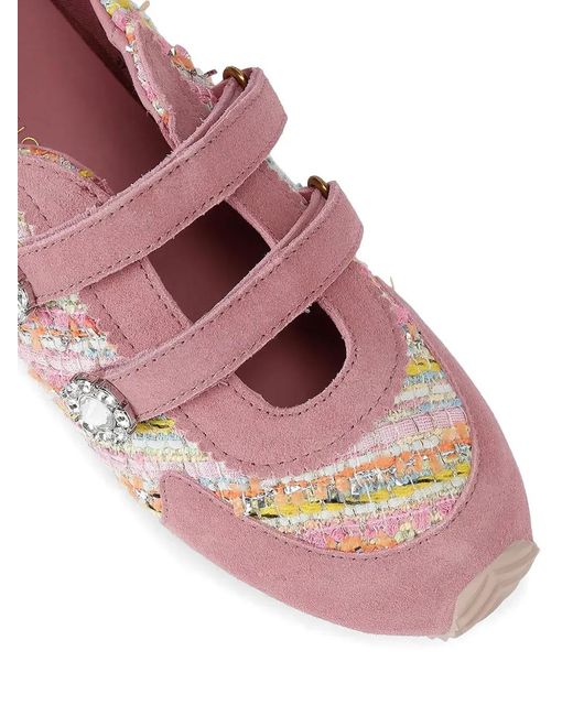 Kurt Geiger Pink Islington Mary Jane Crystal-Embellished Sneakers