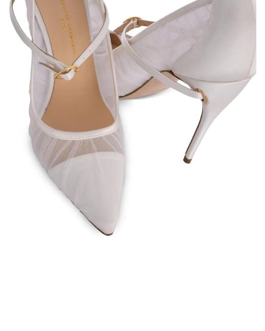 JENNIFER CHAMANDI White Lorenzo Removable-Strap Pumps