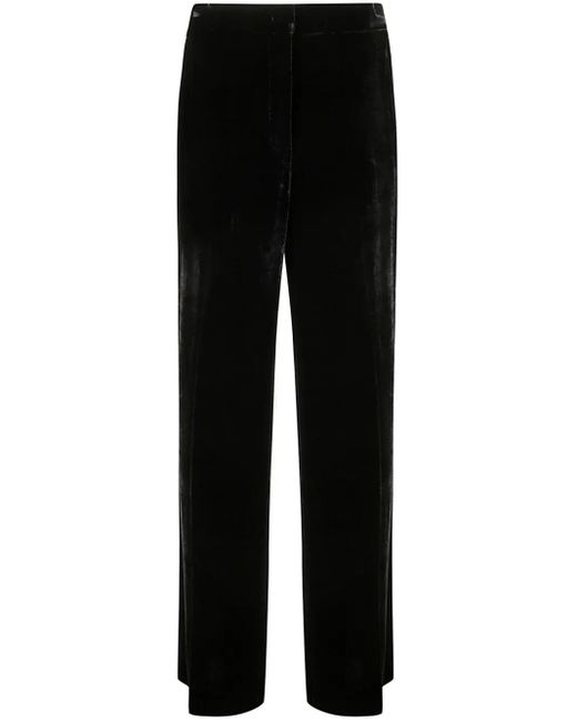 P.A.R.O.S.H. Straight Broek Met Fluwelen Afwerking in het Black