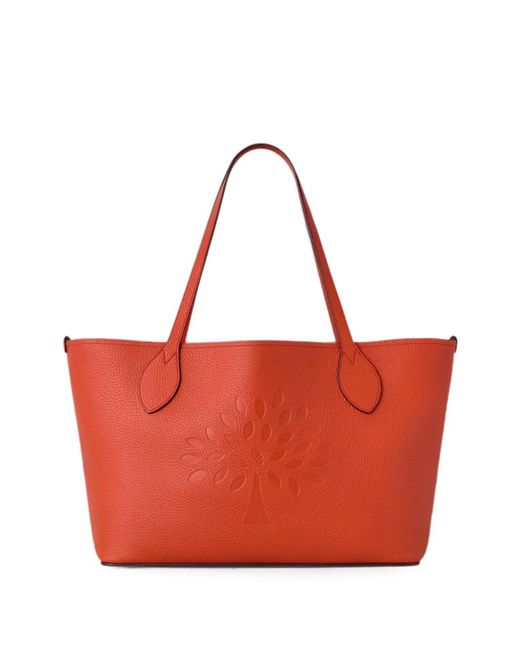 Mulberry Red Tree Grain Leather Large Tote Bag