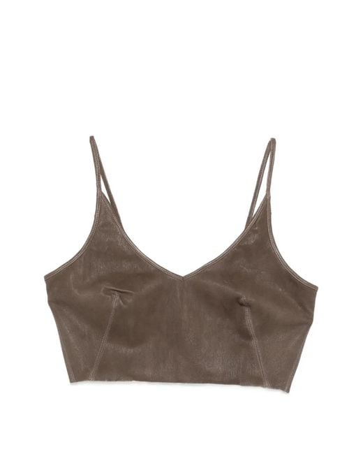 Rick Owens Brown V-Neck Top