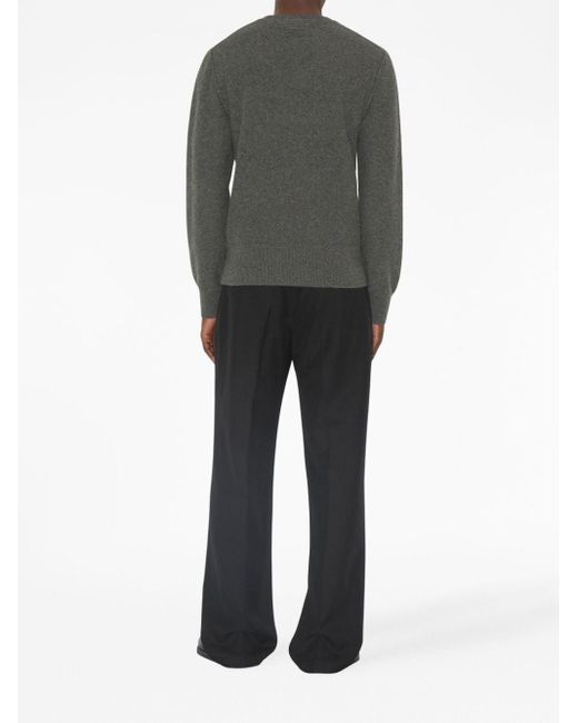 Burberry Gray V-neck Wool-cashmere Jumper for men