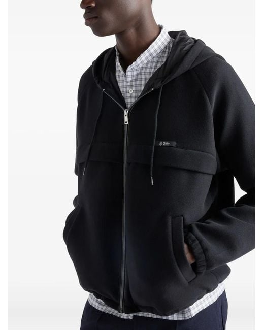 Prada Black Hooded Raglan-Sleeve Jacket for men