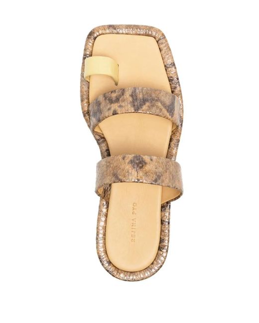Rejina Pyo Natural Larissa Snakeskin-Print Leather Sandals