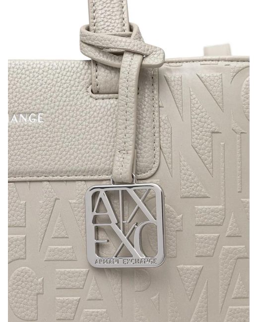 ARMANI EXCHANGE Gray Logo-Debossed Tote Bag