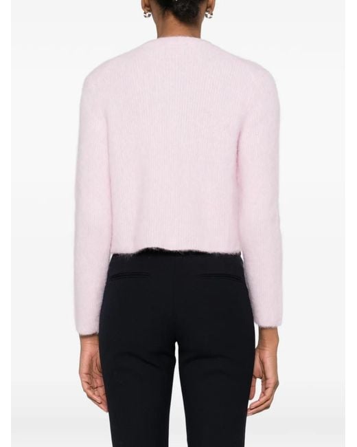 Maje Pink Collar-Embellished Long-Sleeve Cardigan