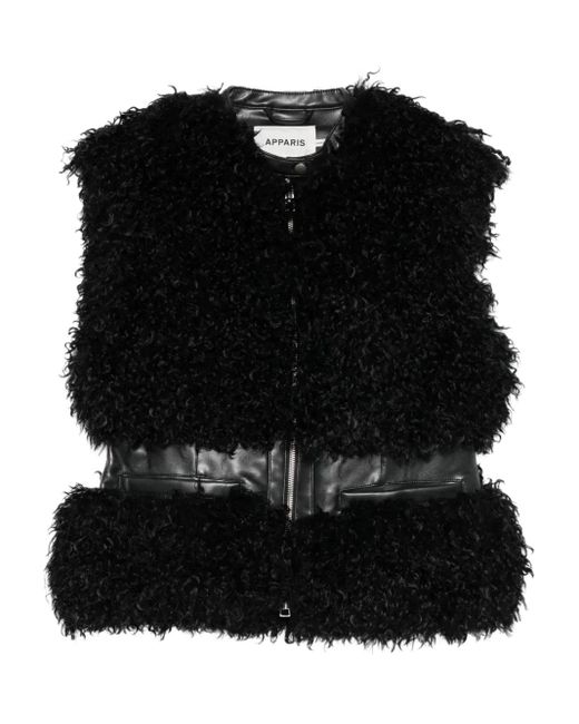 Apparis Black Weste aus Faux Fur