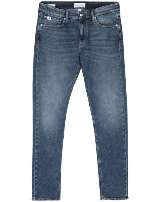 Calvin Klein Blue Mid-rise Slim-fit Jeans for men