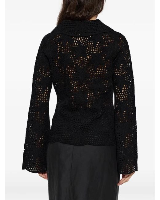 By Malene Birger Black Gwenevere Crochet-Knit Cardigan