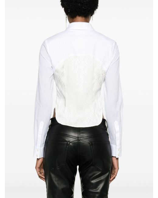MARINE SERRE White Regenerated Household Linen Shirt - Women's - Viscose/acetate/cotton/spandex/elastane