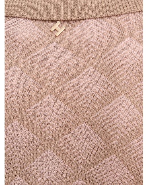 Silvian Heach Pink Aris Geometric-Pattern Flared Trousers