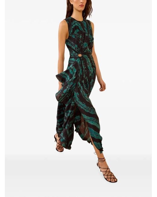 Ulla Johnson Green Veda Ruffled Midi Dress