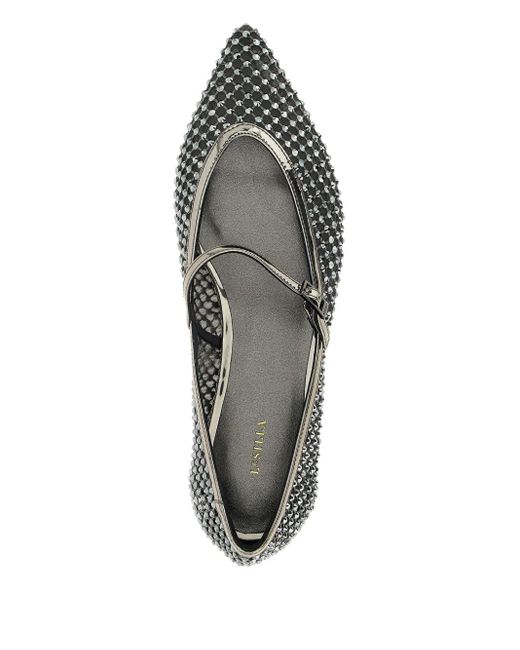 Le Silla Gray Gilda Crystal-Embellished Ballet Flats